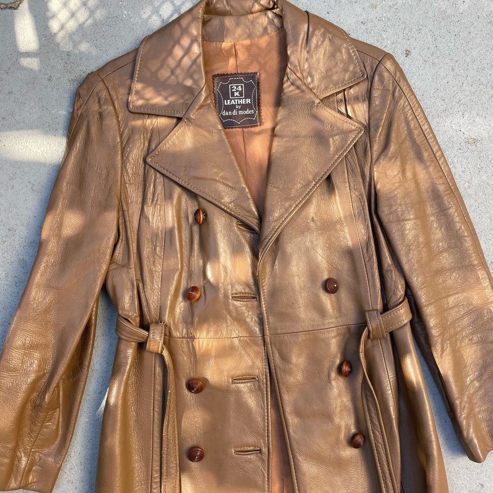 Women's Brown Leather Trench Coat